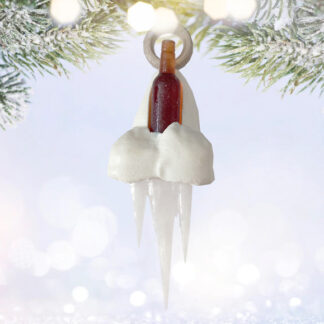 Lahváč ve sněhu s rampouchem vánoční ozdoba Jetus