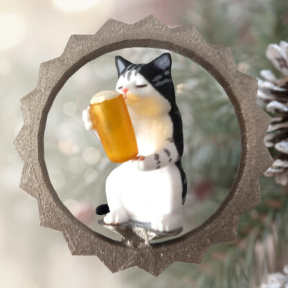 Kočička ve hvězdě s pivem vánoční ozdoba Jetus